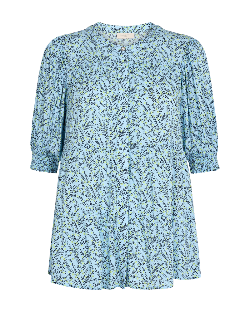 FQADNEY - BLUSE MIT BLUMEN - BLAU